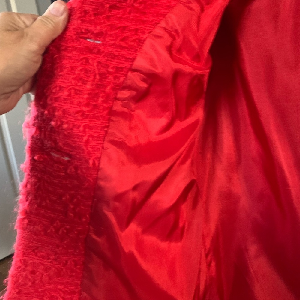 Vibrant Red Teddy Jacket - True Vintage - Picture 5 of 8